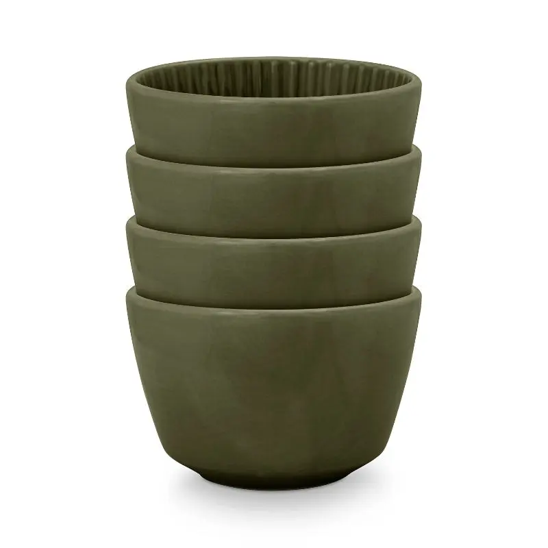 VTWonen Relievo Dark Green 12.5cm High Bowls Set of 4