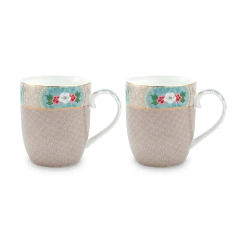 PIP Studio Blushing Birds Khaki Small 145ml Mugs Set of 2