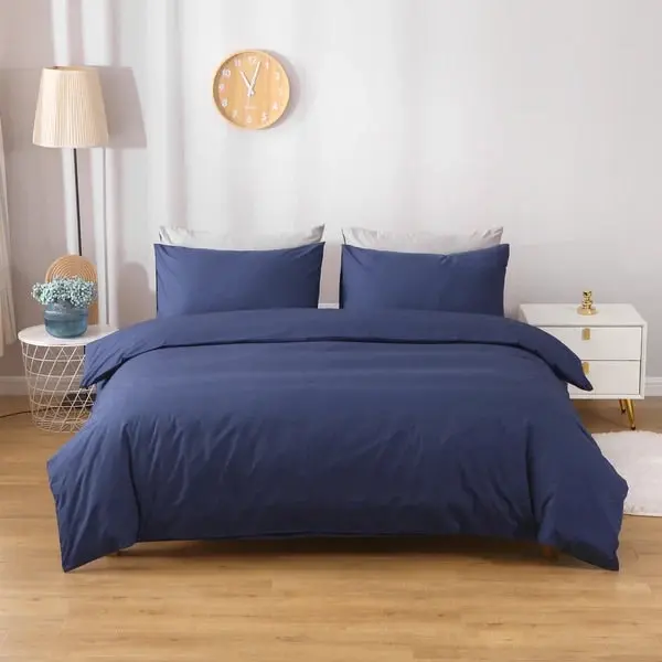 Linenova Cotton Blend Navy Quilt Cover Set