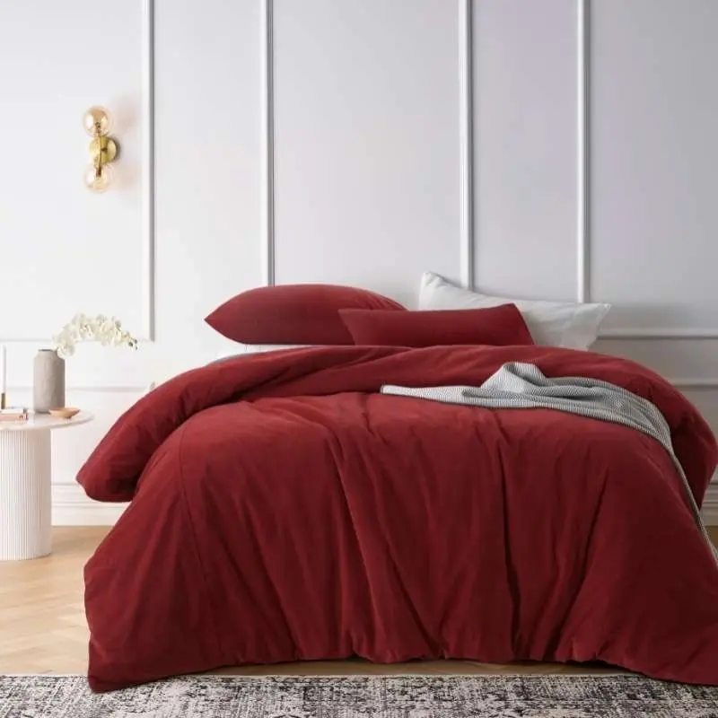 Vintage Design Cotton Velvet Rouge Quilt Cover Set