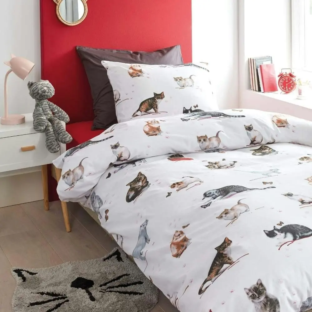 Bedding House Cute Cats Multi Cotton Quilt Cover Set