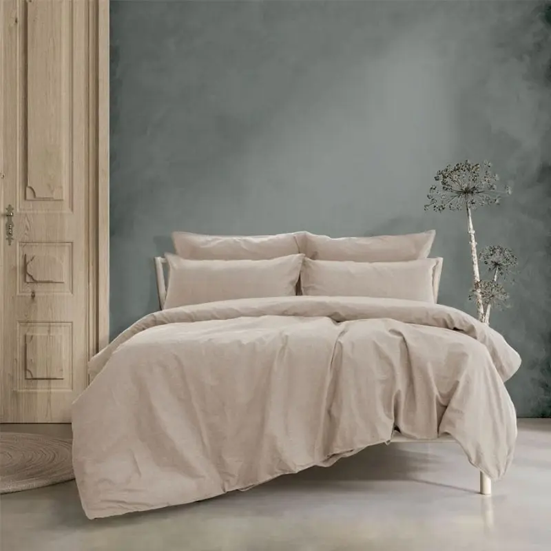 Ardor Boudoir Embre Linen Look Washed Cotton Warm Grey Quilt Cover Set