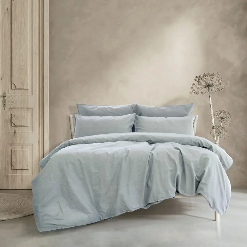 Ardor Boudoir Embre Linen Look Washed Cotton Chambray Quilt Cover Set