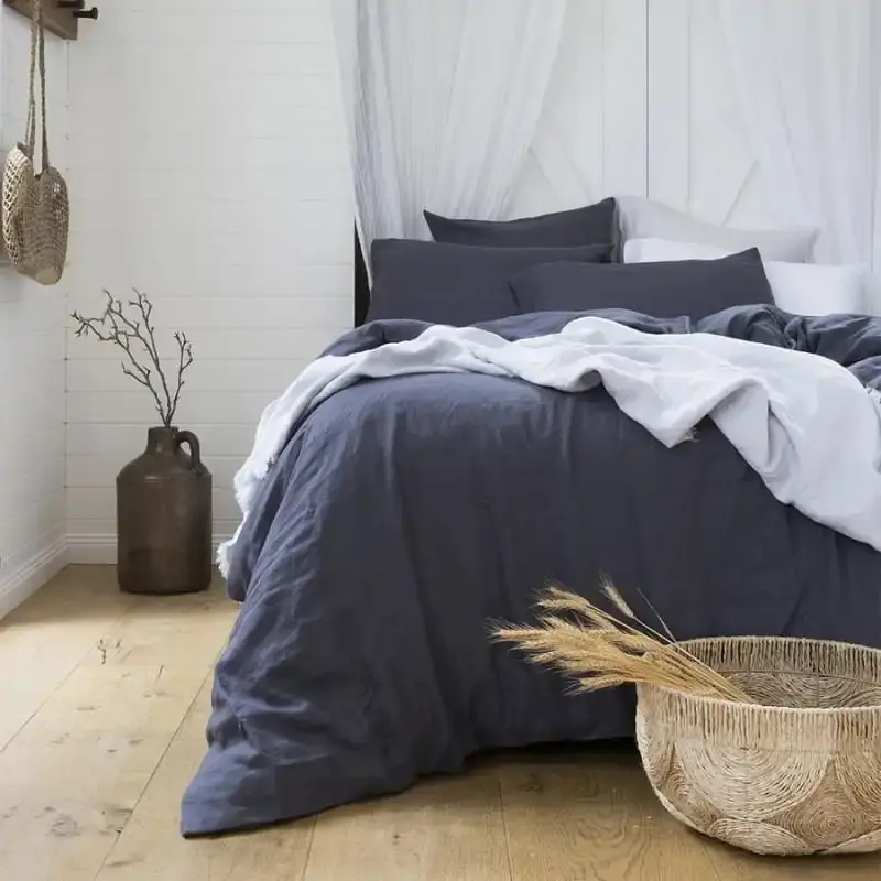 Bambury French Linen Charcoal Quilt Cover Set