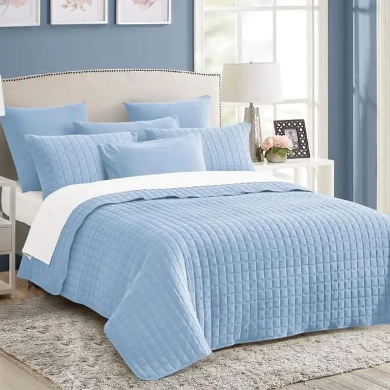 Home Fashion Vintage Stone Wash Blue 7 Piece Coverlet Set