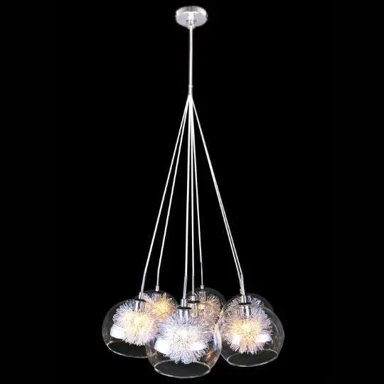 METEOR - 7 Light - Cluster Pendant - Clear Glass