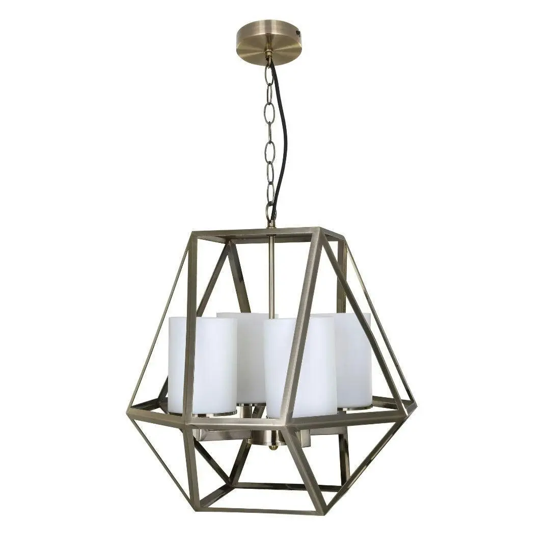 IPSWICH - Vintage Look 4 Light Pendant Antique Brass Replica