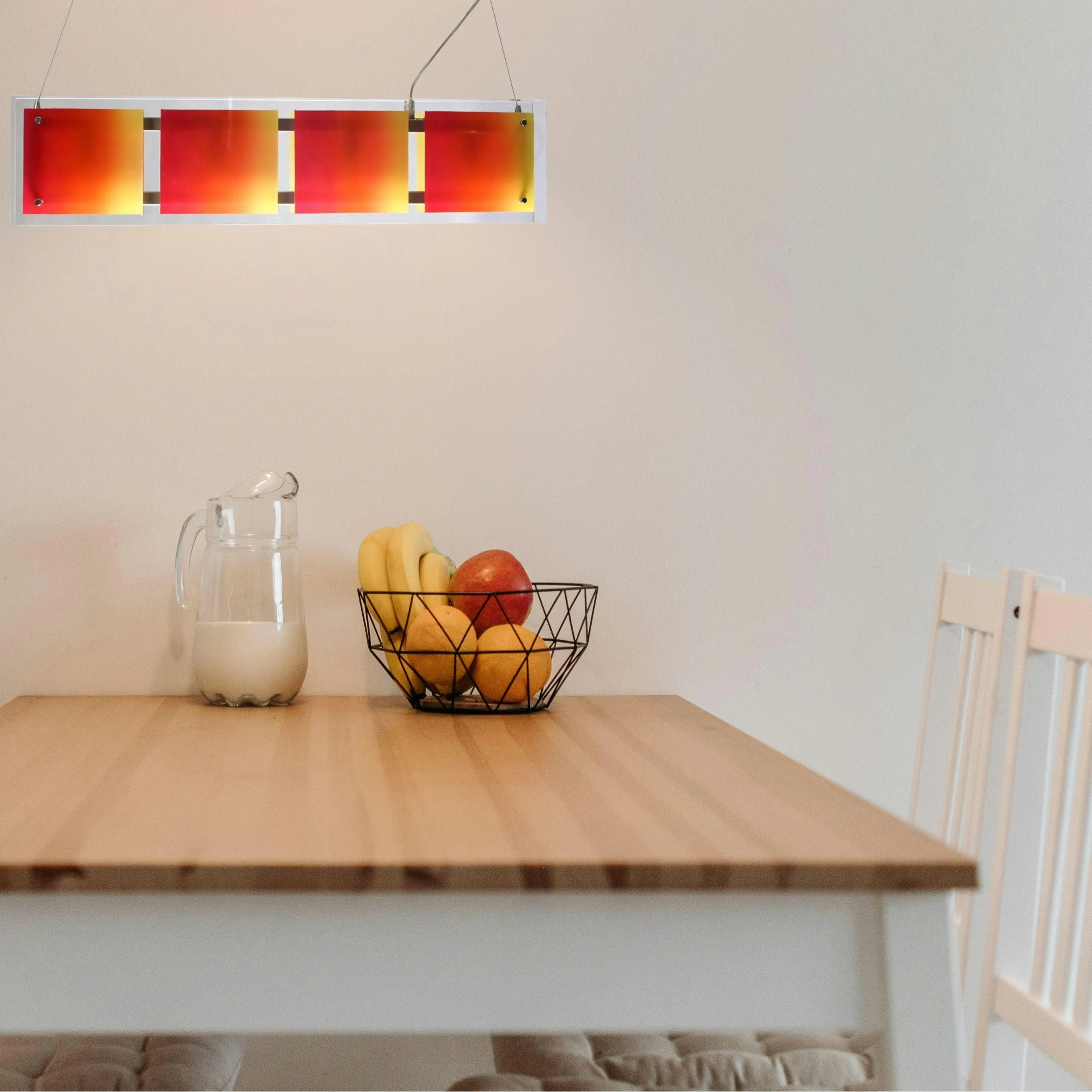 PANEL 4 Light Halogen Rectangle Coloured Glass Pendant CLEARANCE