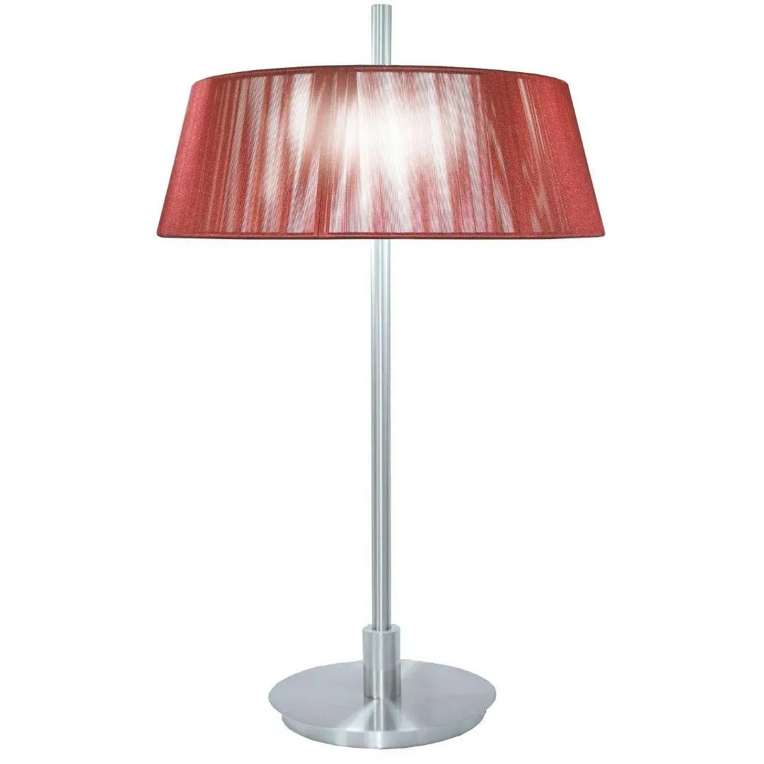 Paolo 2 Light Silk String Shade Table Lamp Red Shade