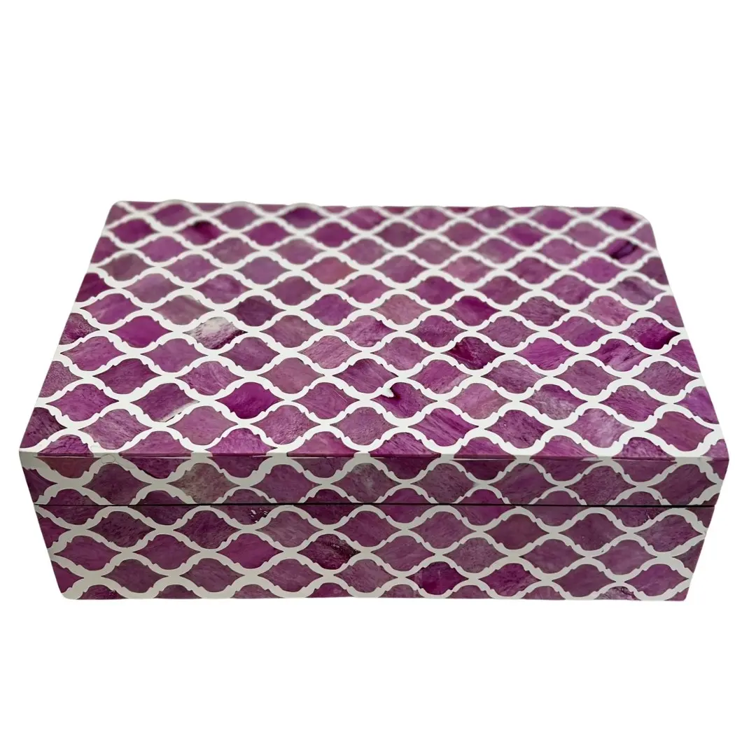 Zohi Interiors Zohi Interiors Signature Collection : Bone Inlay Large Box in Marrakech/Raspberry