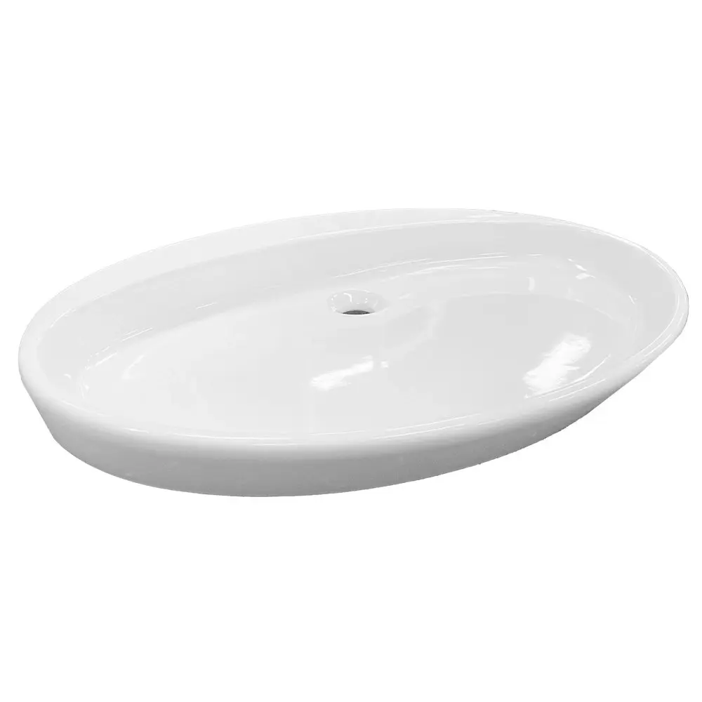 NIC Design Slim Bathroom/Home Ceramic Countertop Mount Basin White 70cm SL70