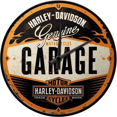 Nostalgic Art 30cm Harley-Davidson Garage Quartz Battery Operated Wall Clock