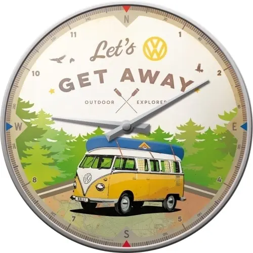 Nostalgic Art 30cm VW Bulli Let's Get Away Quartz Battery Operated Wall Clock