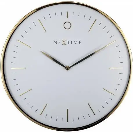 NeXtime Glamour 40cm Analogue Hanging Wall Clock Round Home Decor Gold/White