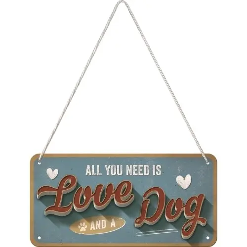 Nostalgic Art Metal 10x20cm Wall Hanging Sign Love Dog Home/Office/Cafe Decor