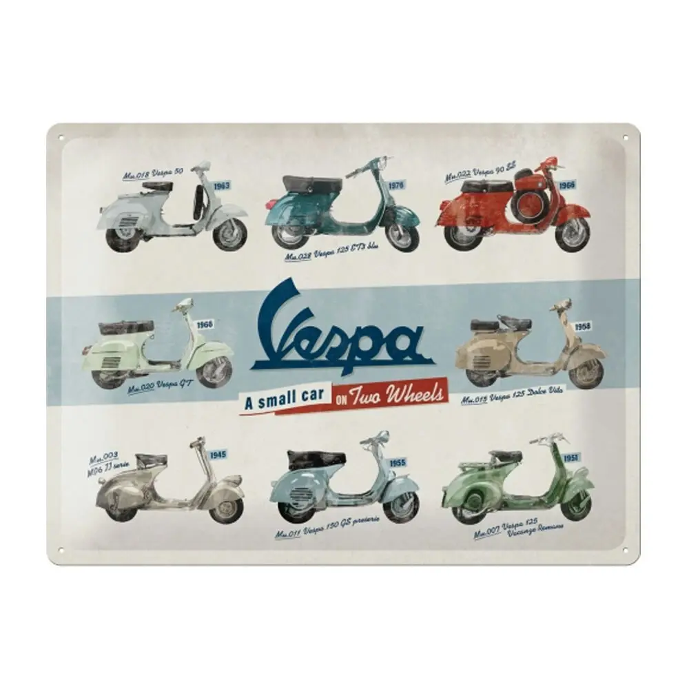 Nostalgic Art 30cm Large Sign Vespa Model Chart Steel Decor for Home/Office/Cafe