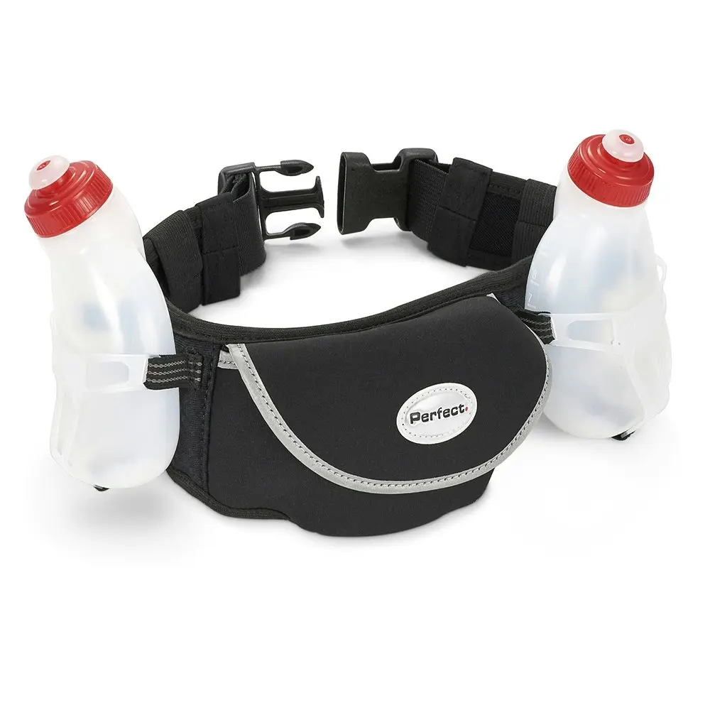 Perfect Fitness Dual Hydration Pack Waist Bag w/ Reflective For Running/Walking