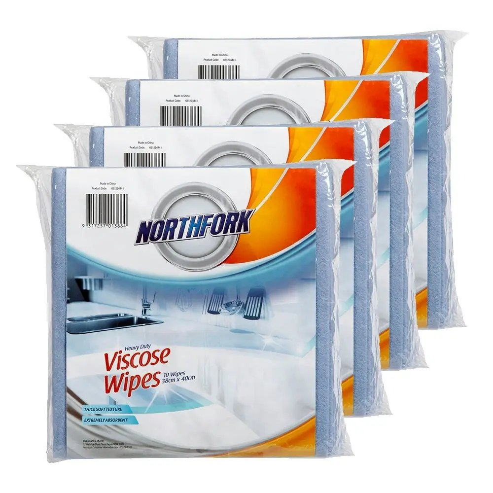 40PK Northfork Heavy Duty Absorbent Viscose Cleaning Wipes/Cloth 40x38cm - Blue