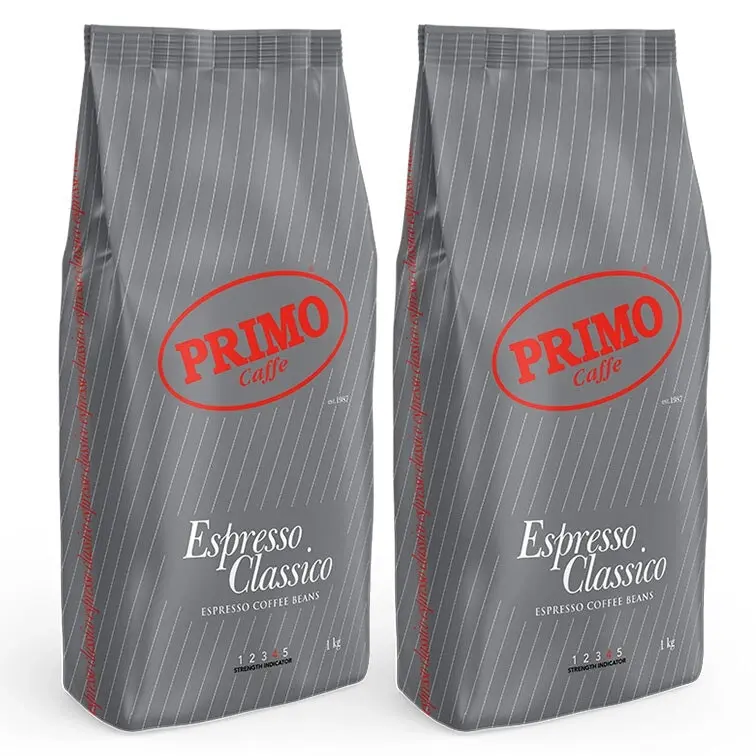 2x Primo Caffe Espresso Classico 1kg Coffee Beans Medium/Dark Roast Ints 4 Drink