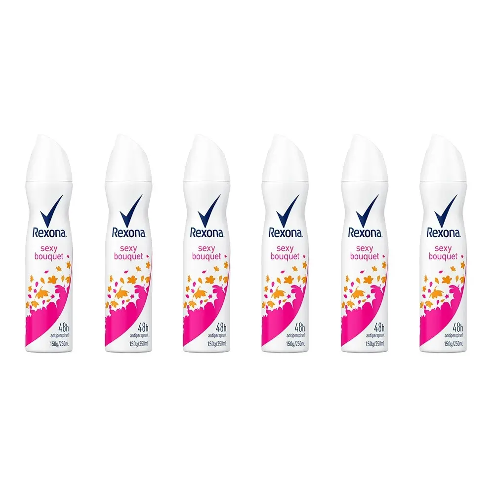 6x Rexona 250ml Women Antiperspirant Antibacterial Deodorant Aerosol Spray Sexy