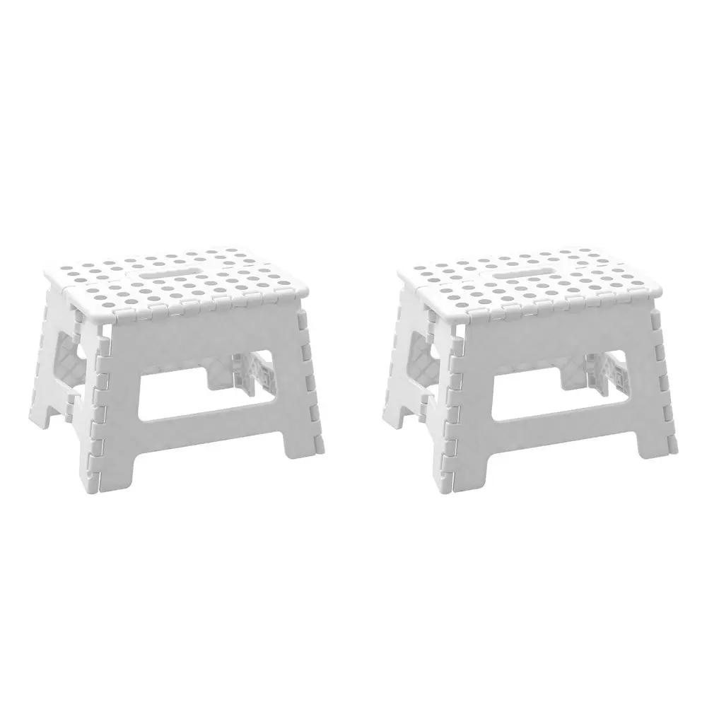 2x Boxsweden Foldaway 29x22cm Step Stool Chair Indoor/Outdoor Seat Small White