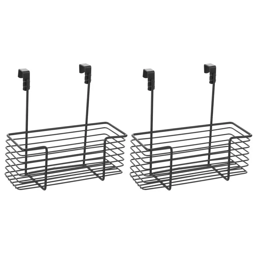 2x Boxsweden 24cm Wire Over Door Caddy Hanging Storage Rack Organiser Medium BLK