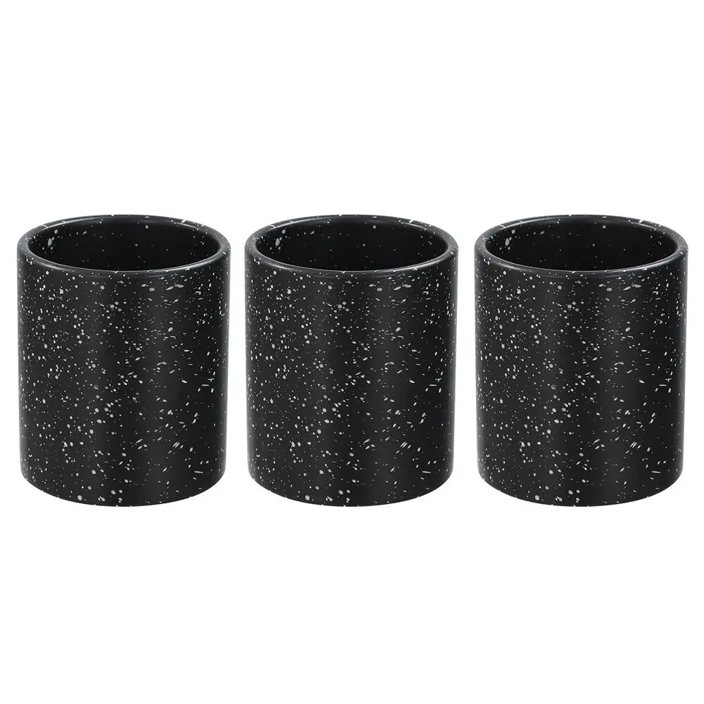 3x Boxsweden Bano 9cm Ceramic Bathroom Cup Toothbrush Holder Storage BLK Speckle