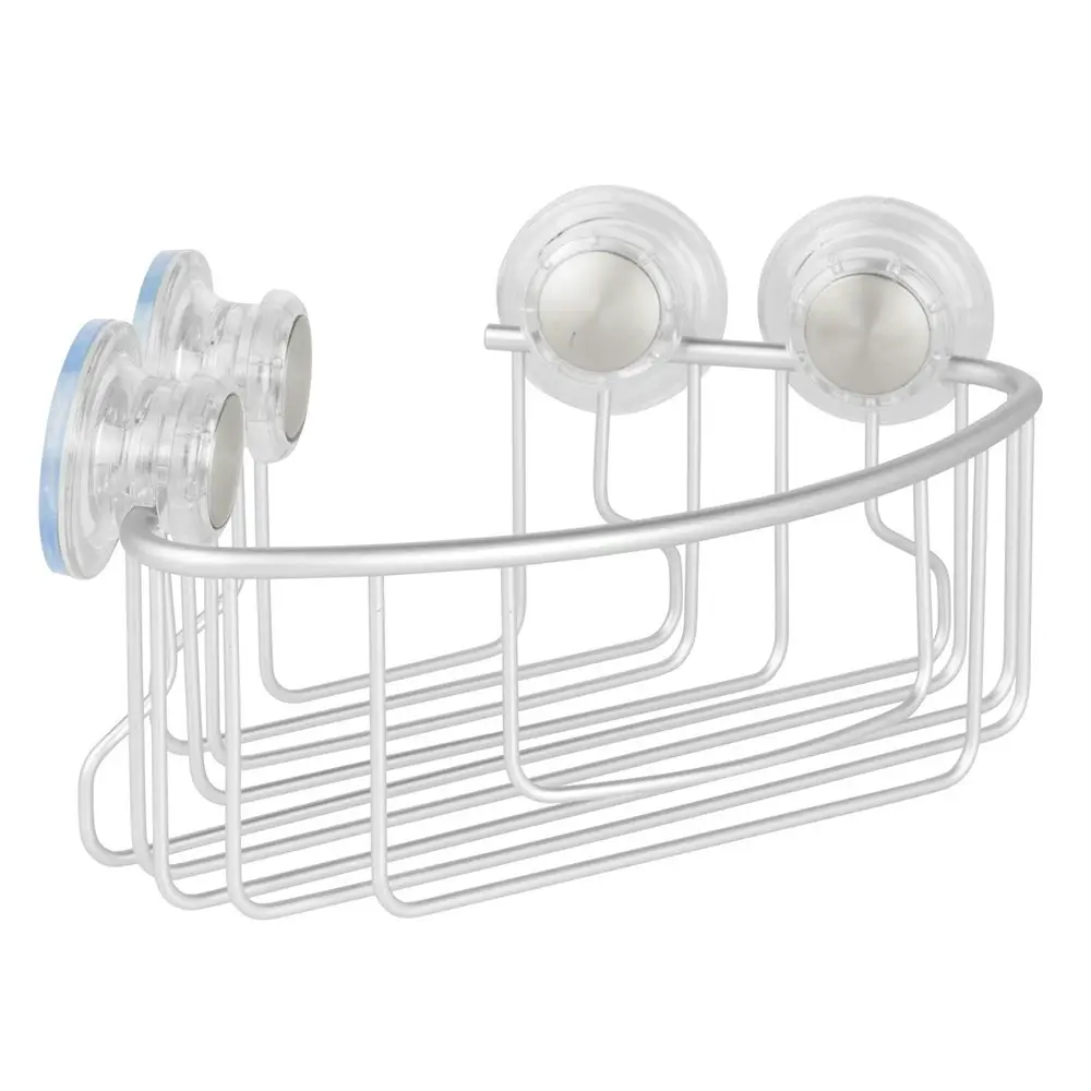 Idesign Metro Aluminium Suction Corner Shower Bathroom Caddy/Basket 24.3cm SIL