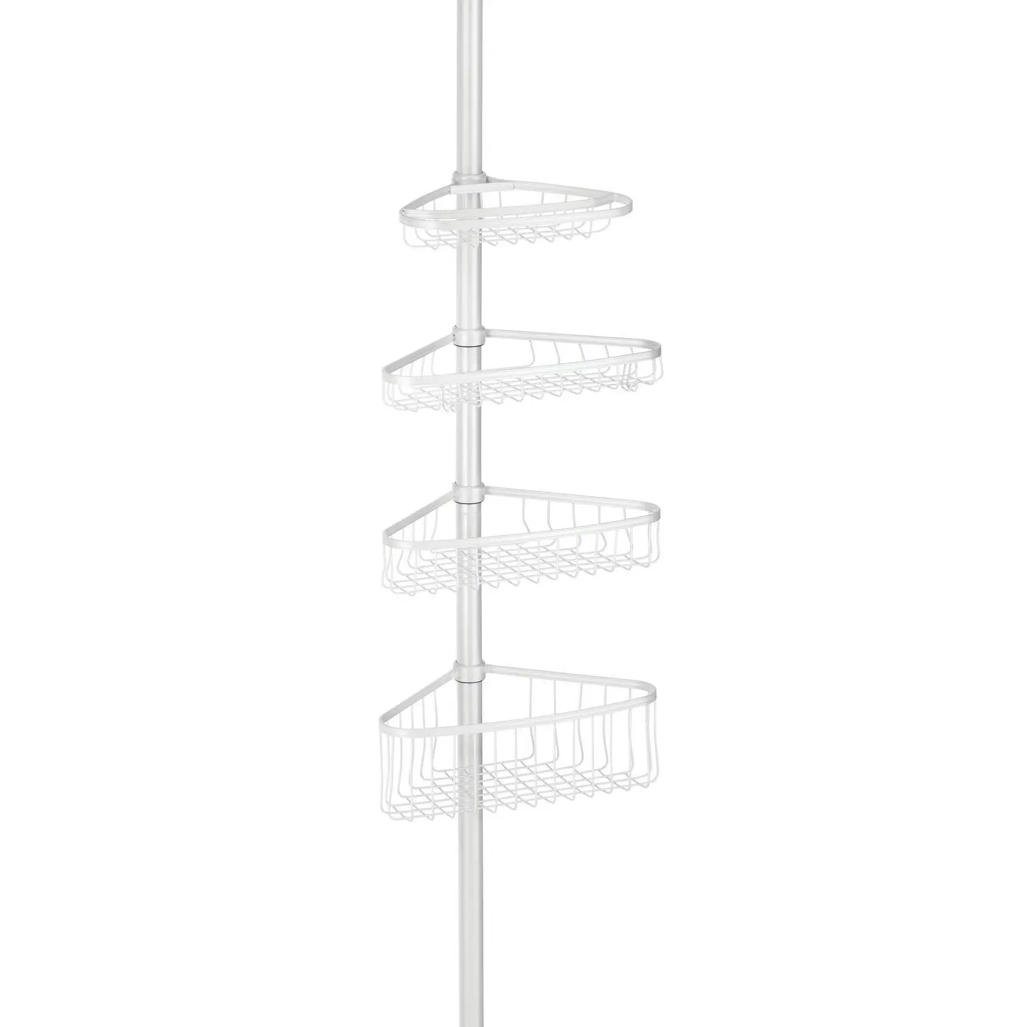 Idesign York Tension Adjustable Corner Shower Bathroom Wire Caddy White 59.6cm