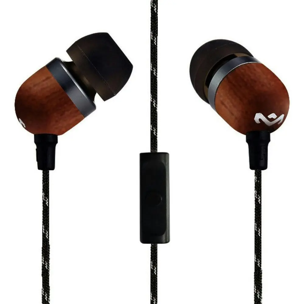 House of Marley EM-JE041-SB Smile Jamaica Wood In-Ear Headset Earphones w/Mic