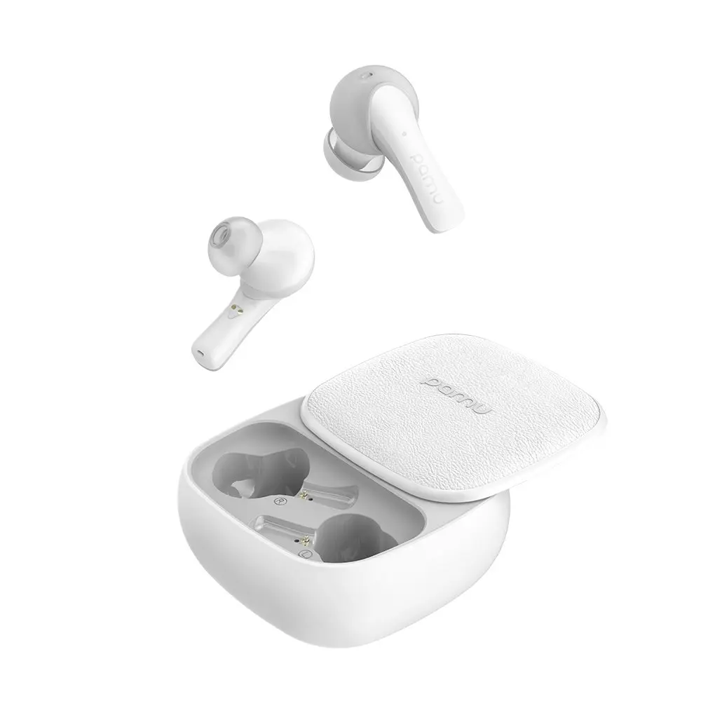 Pamu Slide TWS Bluetooth 5.0 IPX6 Wireless Earphones/Earbuds 60h Play w/Case WHT