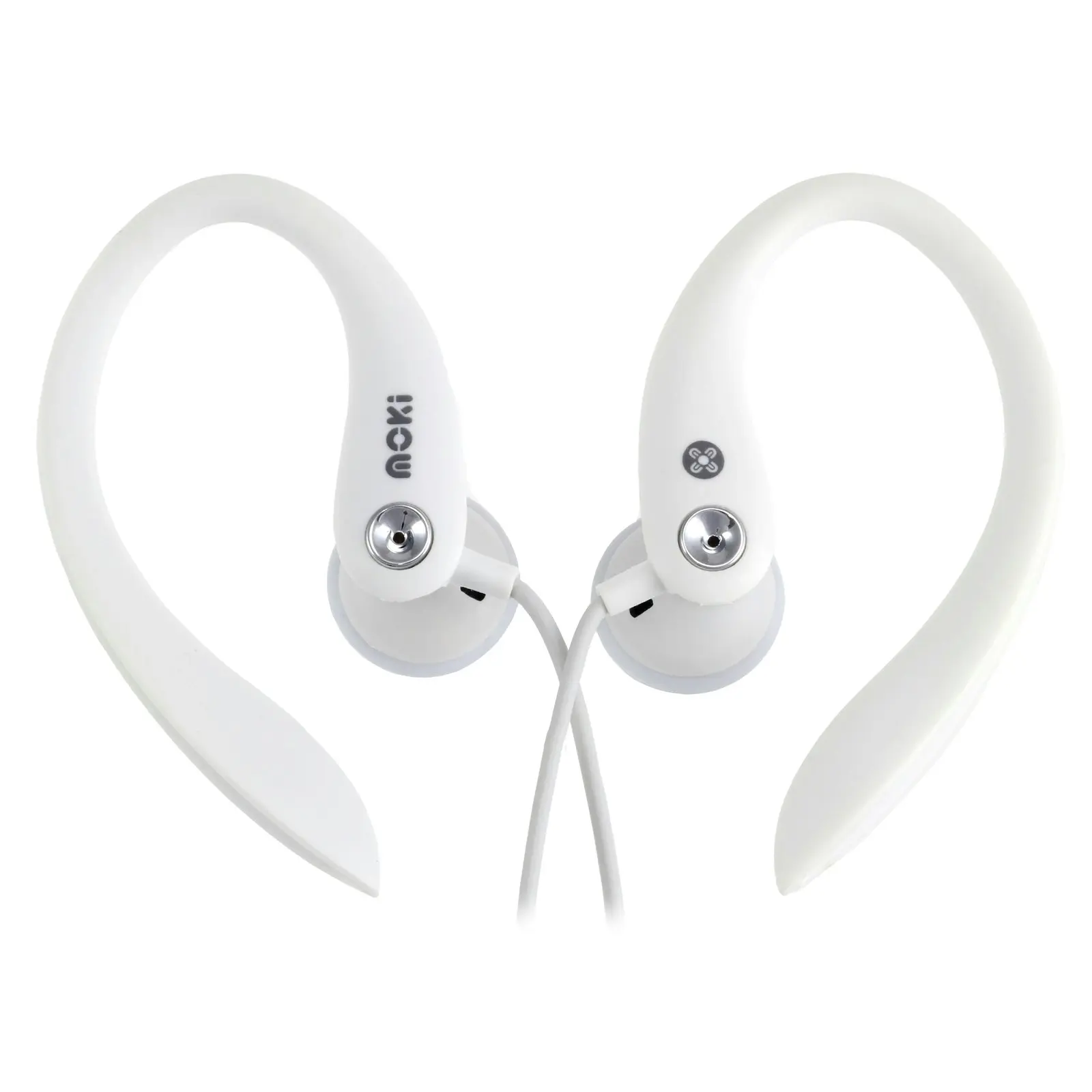 Moki Sports/Gym Headphones/Earphones w/Ear Hooks/3.5mm for iPhone/Android White