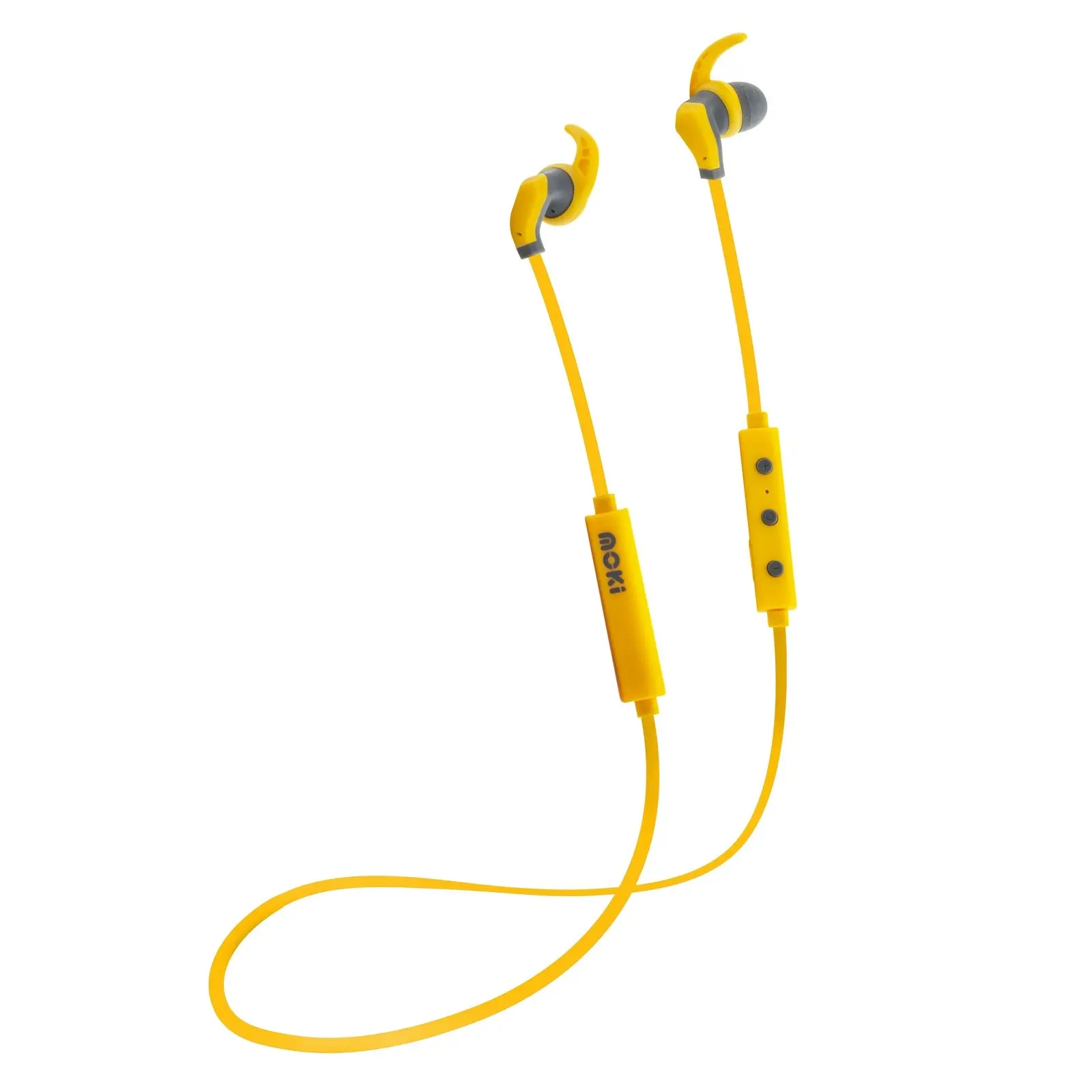 Moki Rechargeable Hybrid Wireless/Bluetooth Headphones/Earphones w/ Mic Yellow