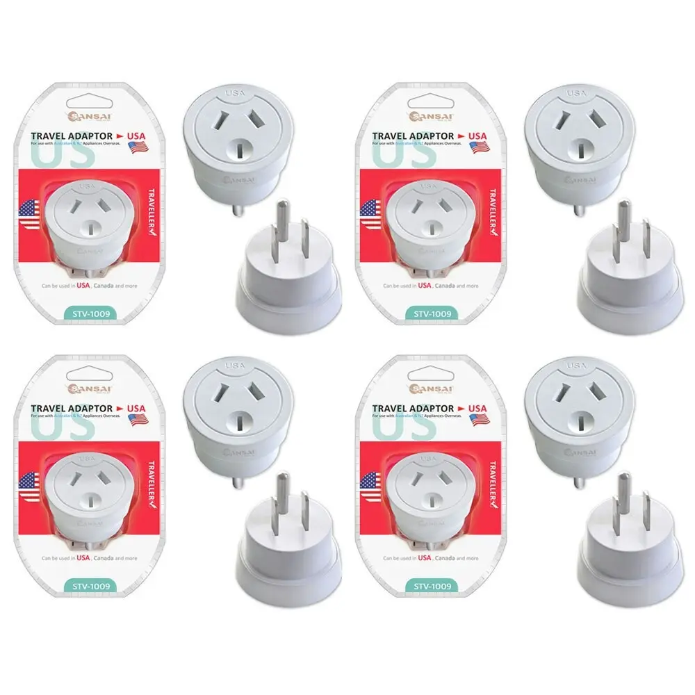 4PK Sansai Australia/NZ Travel Adaptor STV-1009 240V f/ US/USA/Canada/Overseas