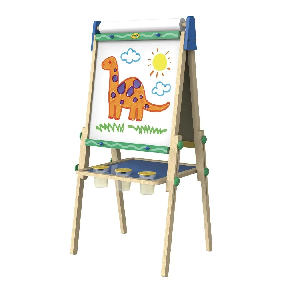 5pc Crayola 198x38cm Wooden Art Easel w/Paper Roll/Paint Pots Art Craft Kids 3y+