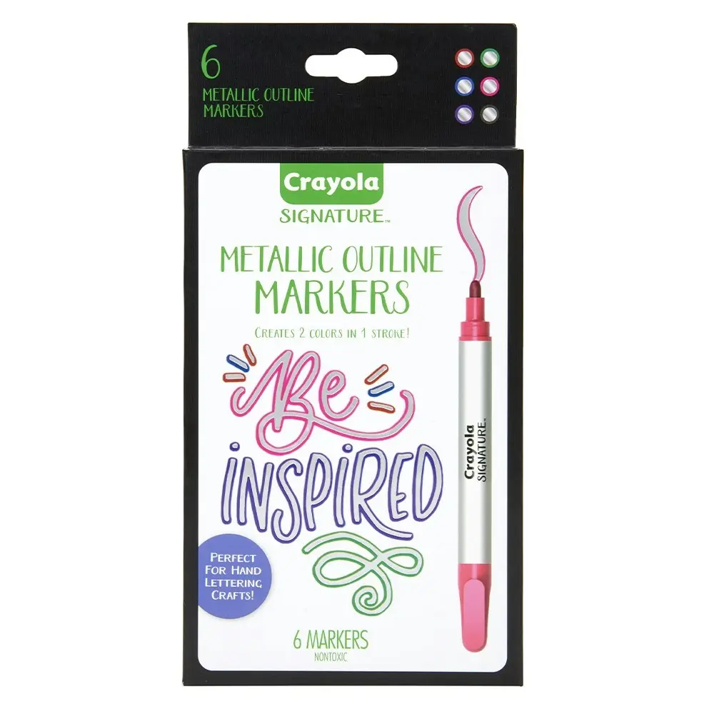 6pc Crayola Signature Metallic Outline Markers Paint Crafts Kids/Children 8y+