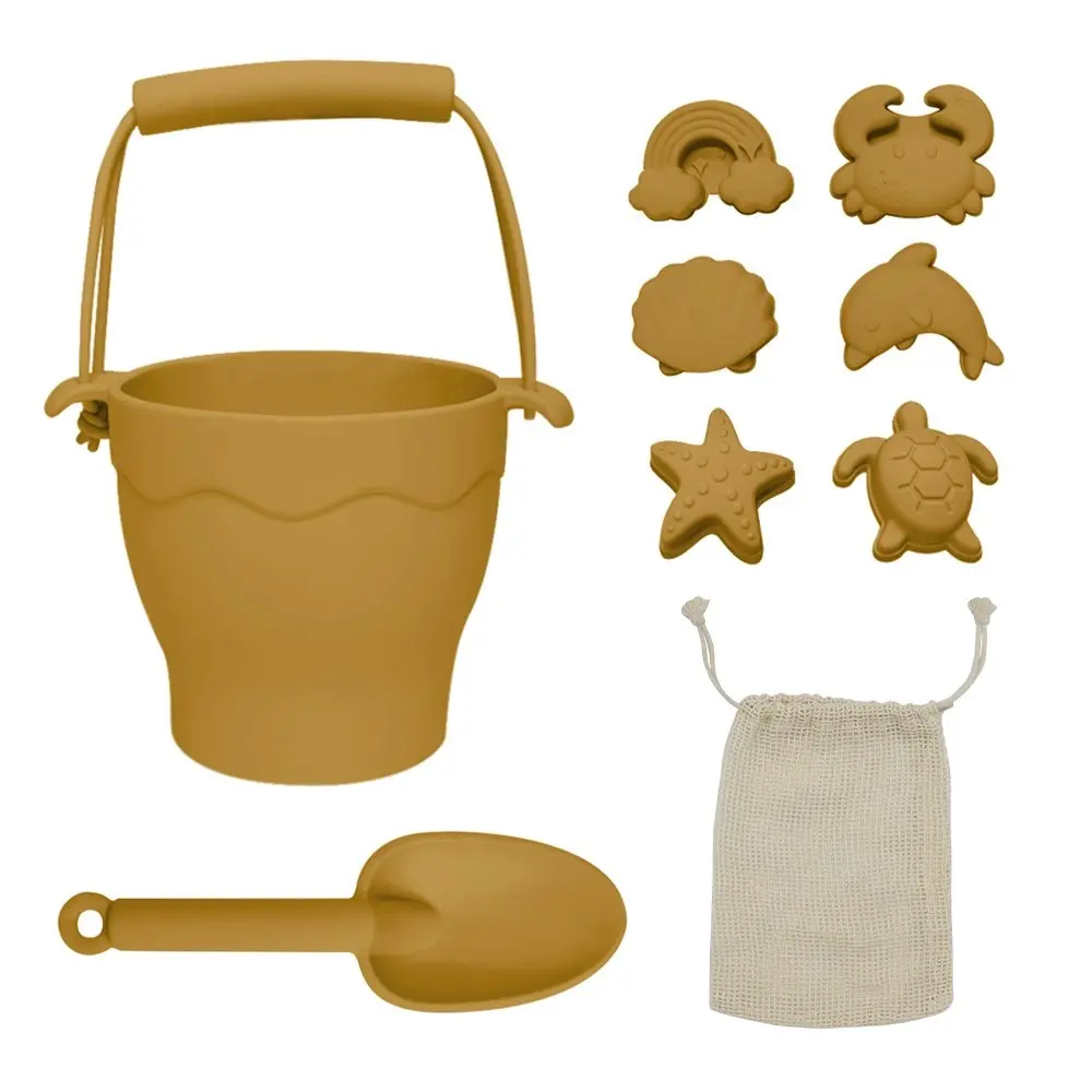 8pc Playground Silicone Bucket & Spade Set Steel Beach Kids Outdoor Toy Sunshine