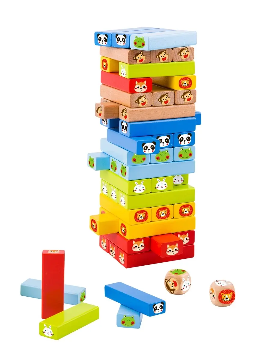 Tooky Toy 31.5cm Kids/Children Block Stacking Animals Wooden Block Board Game 3+