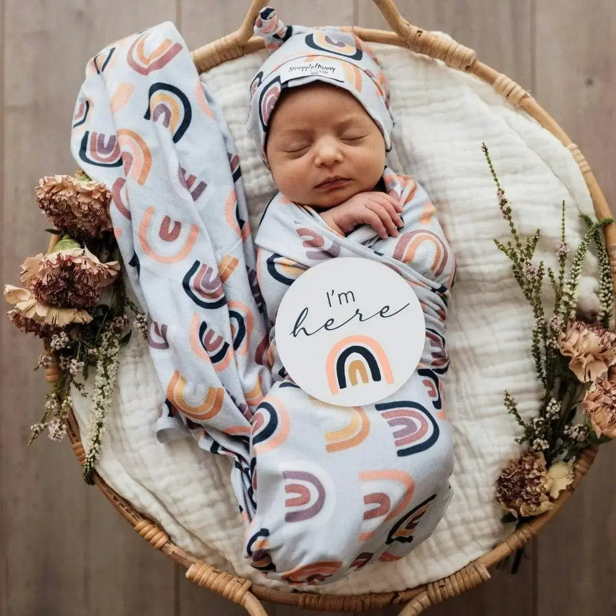 Snuggle Hunny Sunset Rainbow Snuggle Swaddle and Beanie