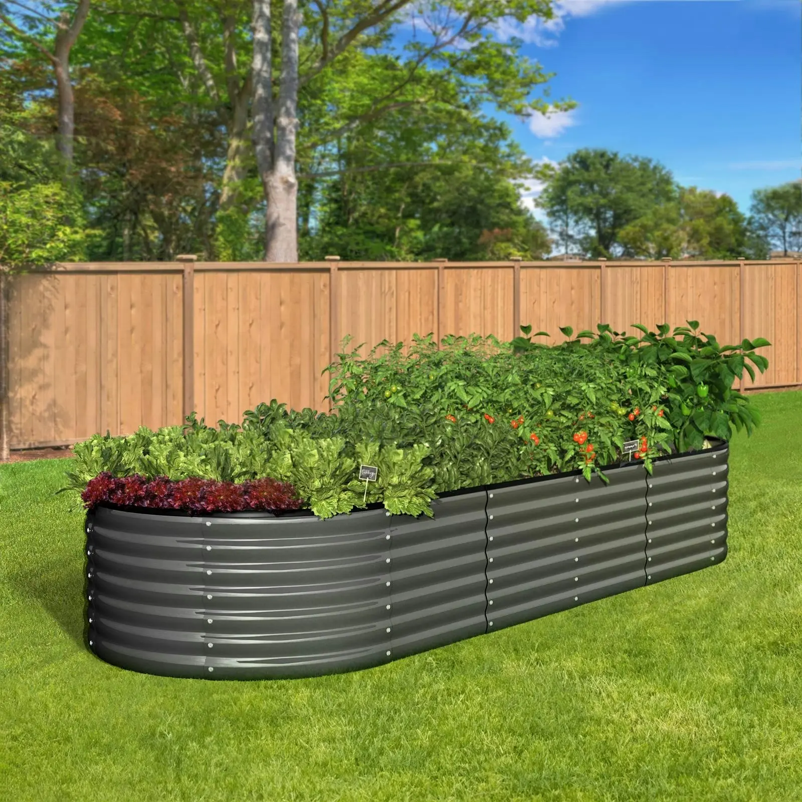 Livsip Raised Garden Bed Beds Kit Planter Oval Galvanised Steel 240cmX80cmX56cm