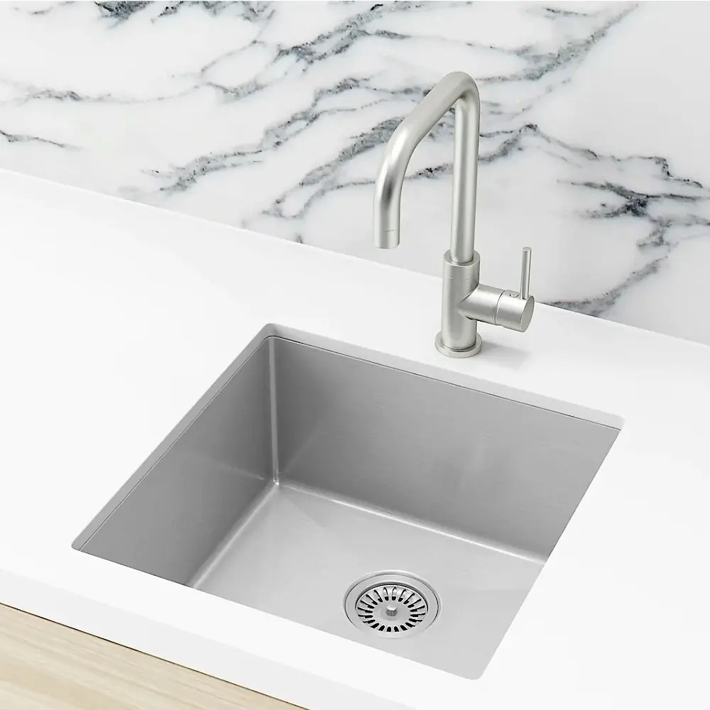 Meir Single Bowl PVD Kitchen Sink 450mm Brushed Nickel MKSP-S450450-NK