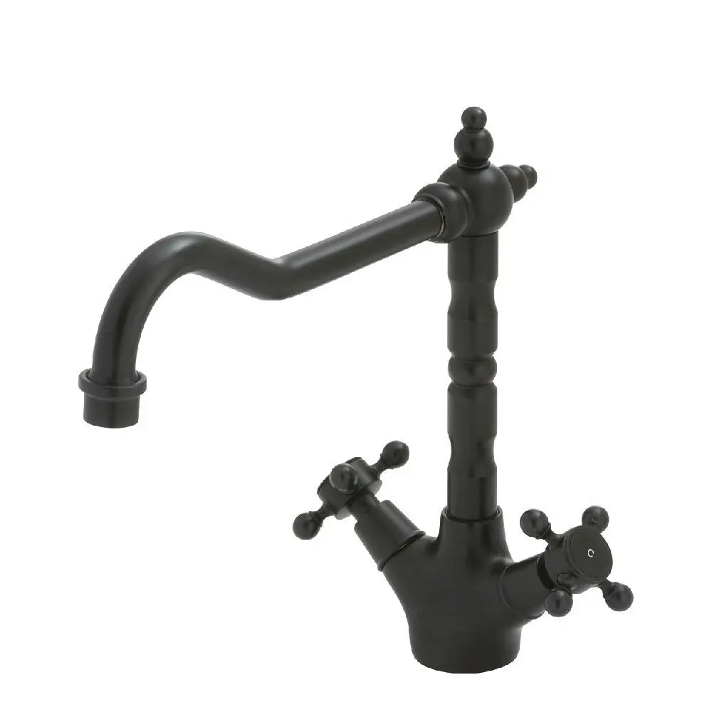 Fienza Lillian Shepherds Crook Sink Mixer Matte Black 336106BK