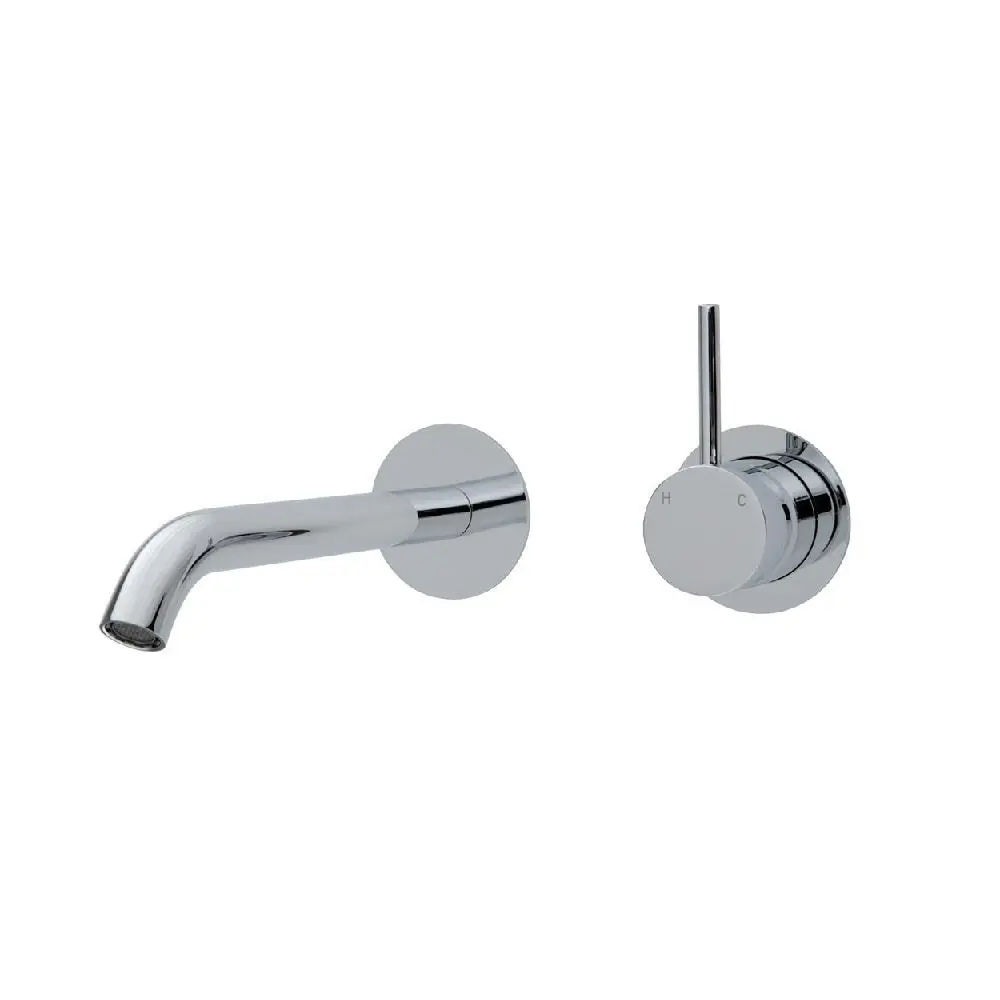 Fienza Kaya Up Wall Basin/ Bath Mixer Set Round Plate 200mm Outlet Chrome 228118-200