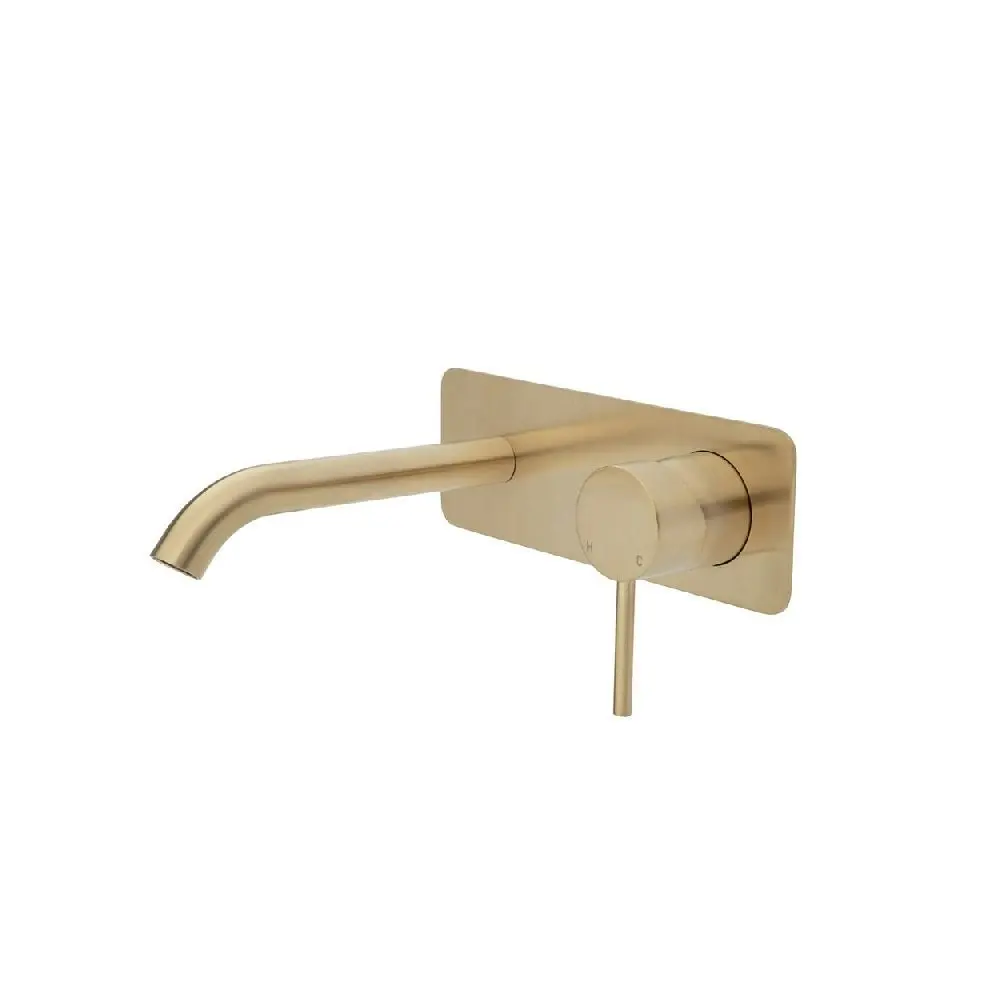 Fienza Kaya Wall Basin/ Bath Mixer Set Soft Square Plate 160mm Outlet Urban Brass 228106UB