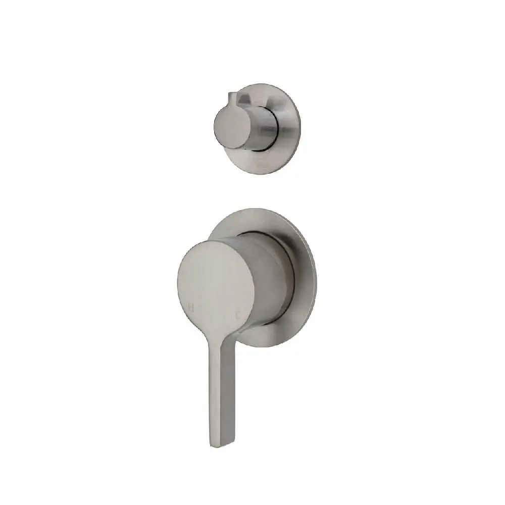 Fienza Sansa Wall Mixer Diverter Small Round Plate Brushed Nickel 229102BN-4