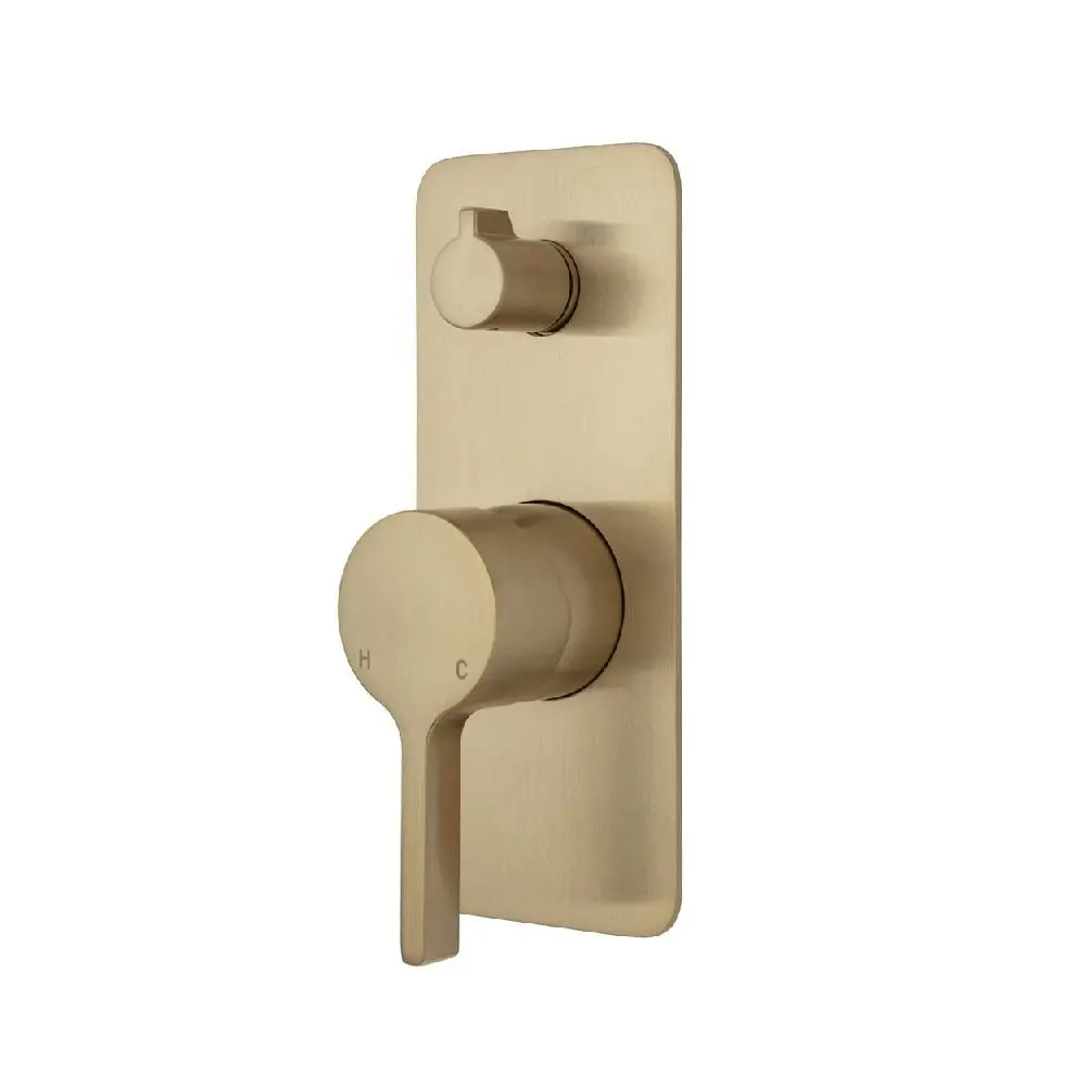 Fienza Sansa Wall Diverter Mixer Soft Square Plate Urban Brass 229102UB-2