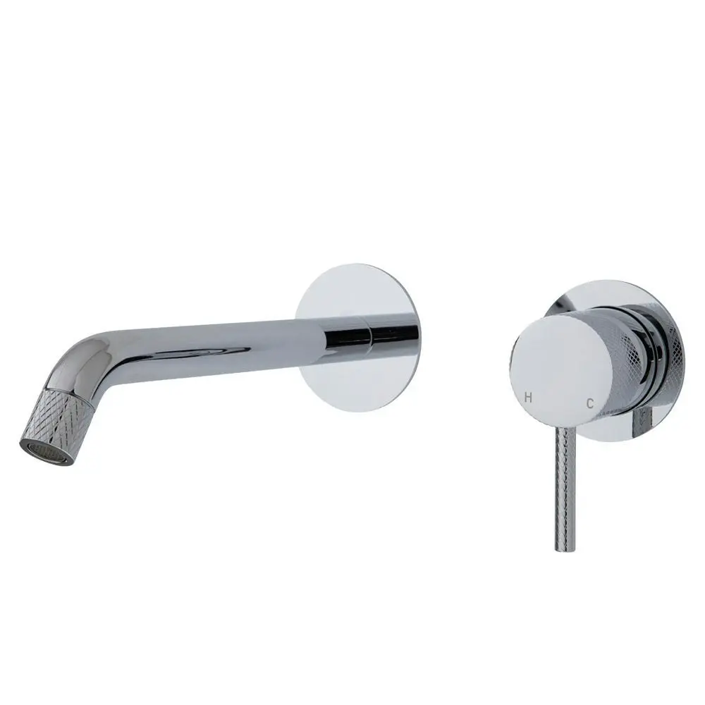 Fienza Axle Basin/ Bath 200mm Wall Mixer Set Round Plate Chrome 231104-200