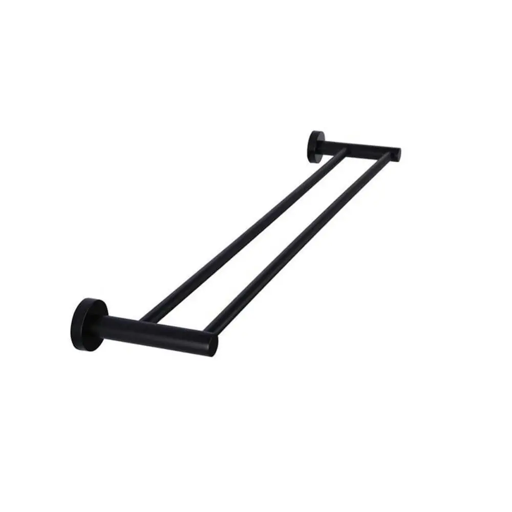 Meir Double Towel Rail 600mm Round - Matte Black MR01-R