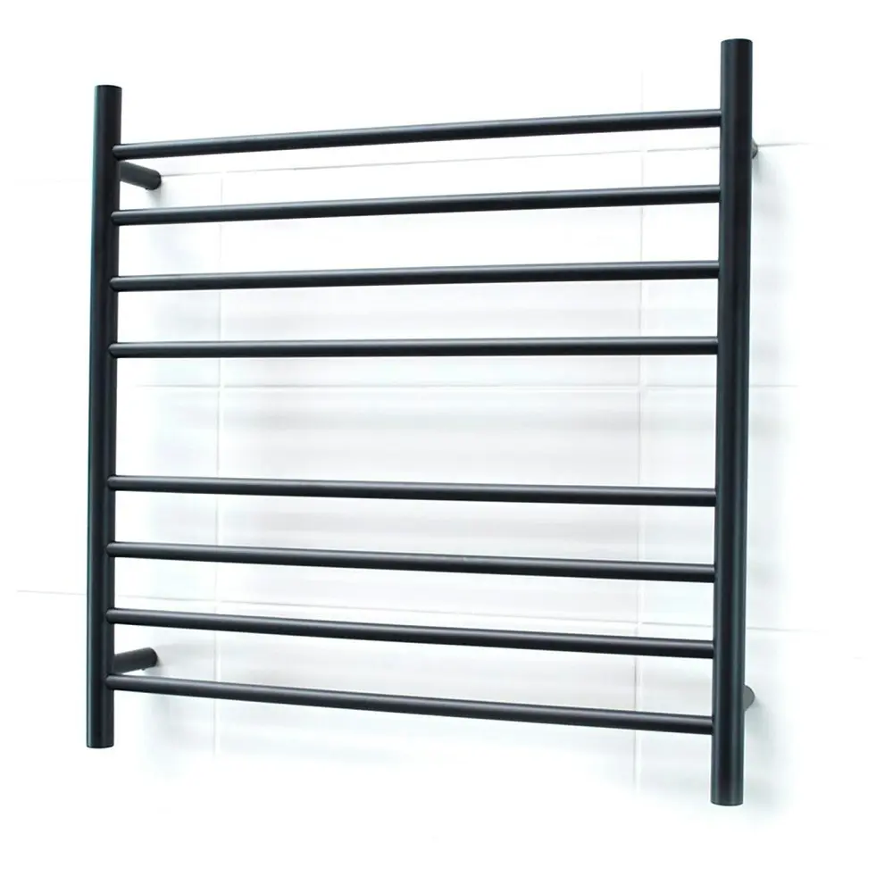 Radiant Matte Black 750 x 750mm Round Heated Towel Rail (Left Wiring) BRTR06LEFT