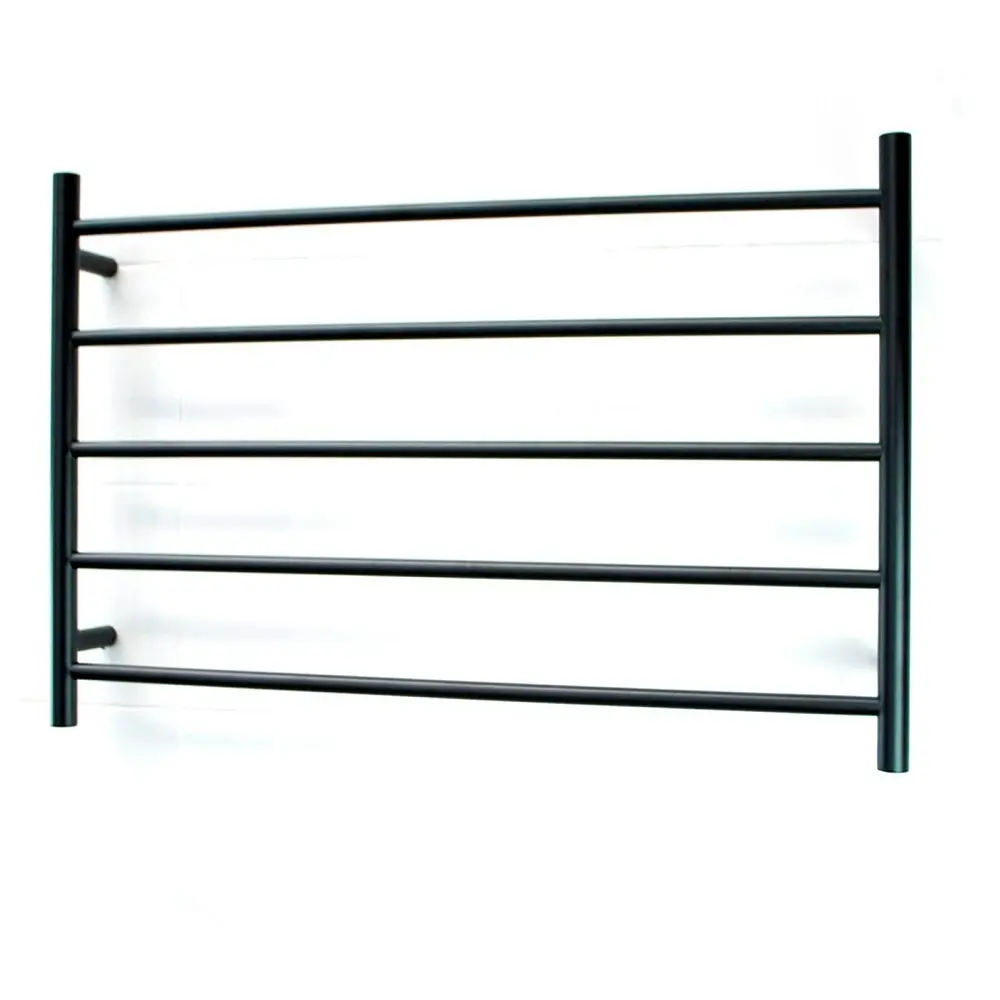 Radiant Matte Black 950 x 600mm Round Heated Towel Rail (Right Wiring) BRTR07RIGHT